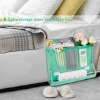 Bedside Caddy Bedside Storage Organizer Bedside Organizer with Power Strip Holder and 2 Adjustable Straps for Home Bunk Bed College Dorm Sofa (Green)
