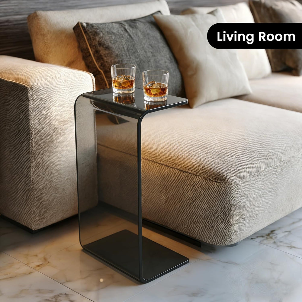 Gray Acrylic Compact Accent Table – Modern Multipurpose Small Side Table or E...