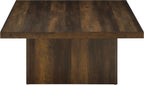 Coaster Home Furnishings - Devar - Wood - Square Coffee Table with Pedestal Base, Geometric Design and Transitional Style - Living Room - Dark Pine - 710888