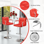 Yaheetech Bart Stools Set of 4, PU Leather Adjustable Barstools with Armrest, Counter Height Stool Chairs with Thickened Seat Cushion for Kitchen Island, Red