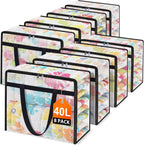 Clear Under Bed Storage Containers - 8 Pack Large Capacity Clothes Storage Bags with Lid & Sturdy Handles, Foldable Moving Bags, Clothing Organizer Totes for Bedding, Comforter, Sheet（40 L）