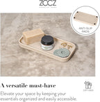 ZCCZ Beige Bathroom Accessories Set 6 Pieces - Toothbrush Holder, Lotion Dispenser, Qtip Container, Vanity Tray, Tumbler - Countertop Organizer for Bathrooms - Elegant and Functional Décor Set