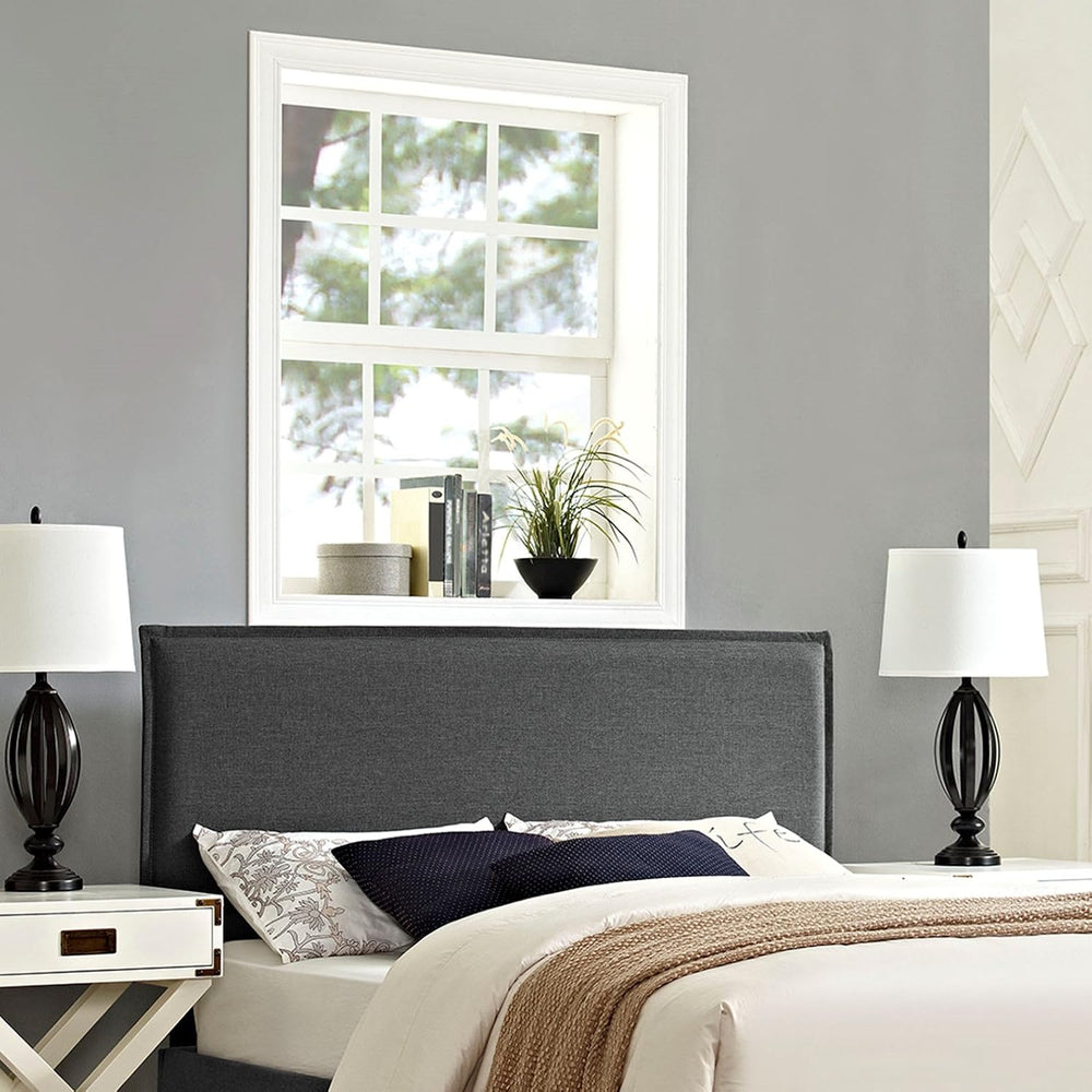 Modern Contemporary Urban Design Bedroom Queen Size Headboard, Grey Gray, Fab...