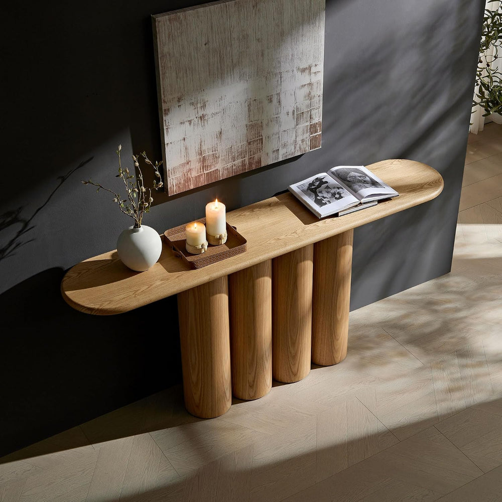 66.93" Modern Console Table for Entryway, Rustic Wood Sofa Table Farmhou...