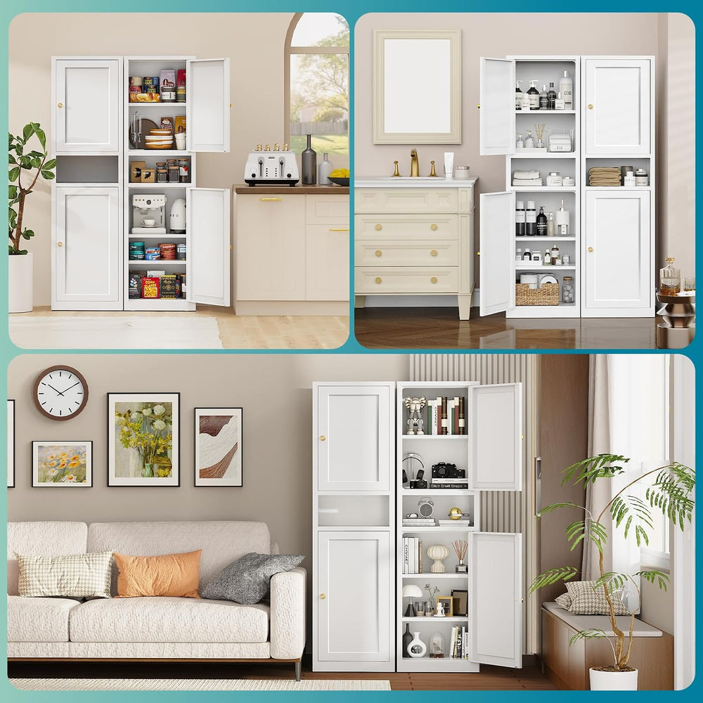 Eltean 67" Tall Narrow Storage Cabinet,Bathroom Cabinets | Narrow Pantry...
