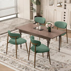 Dining Chairs Set of 2, Curved Back Kitchen Room Chairs with Metal Legs and Anti Slip Pads, Upholstered Dining Chair for Home and Restaurant, Green