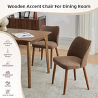 GarveeHome Leather Dining Chairs Set of 4 Upholstered PU Dining Chair with Wood Legs, Wing Backrest, Wooden Kitchen Chairs with Thick Cushions, Leveling Feet for Dining Room, Living Room, Taupe