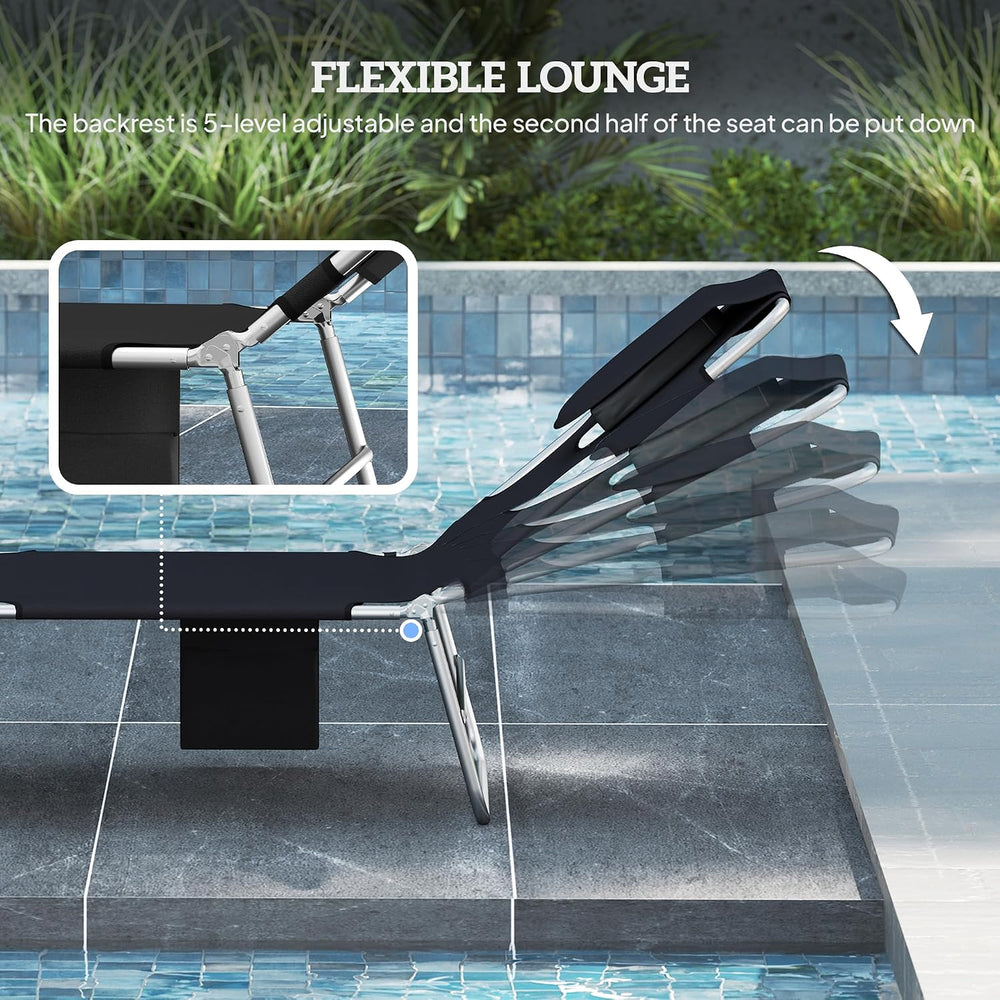 Outsunny Chaise Lounge Chair Outdoor Set of 2 with Face Arm Hole, 5-Position ...