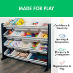 Humble Crew Supersized Toy Storage Organizer with 16 Removable Bins, Black/White – Large Toy Storage for Toddlers Ideal for Kids' Rooms, Playrooms, and Nurseries - Modern Toy Bins for Kids