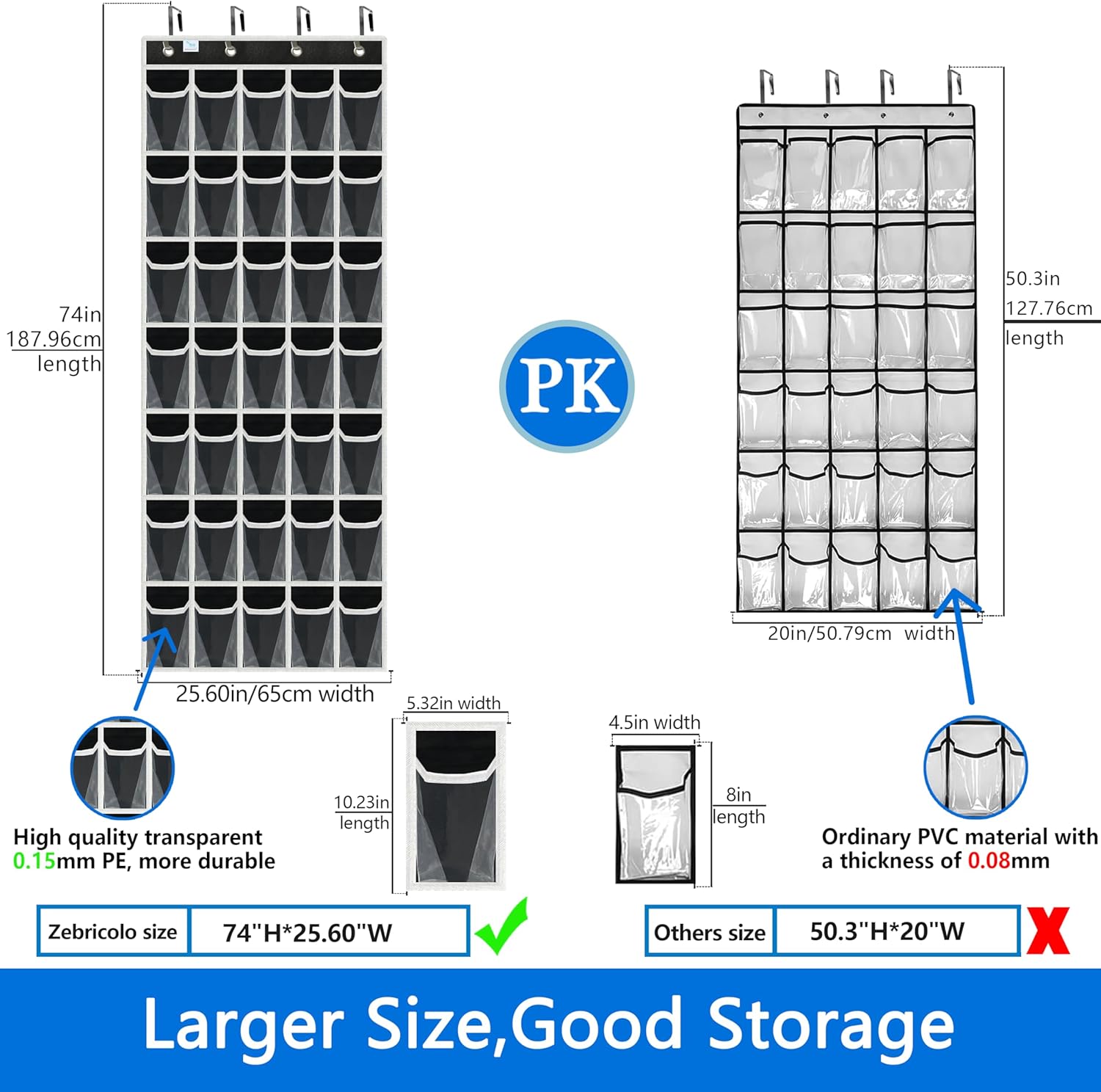 over the door shoe organizer,2025 upgraded,over door shoe organizer,35 Huge clear pockets,Store size 13 shoes,shoe organizer,Strong material,hooks Suitable for various doors,Black