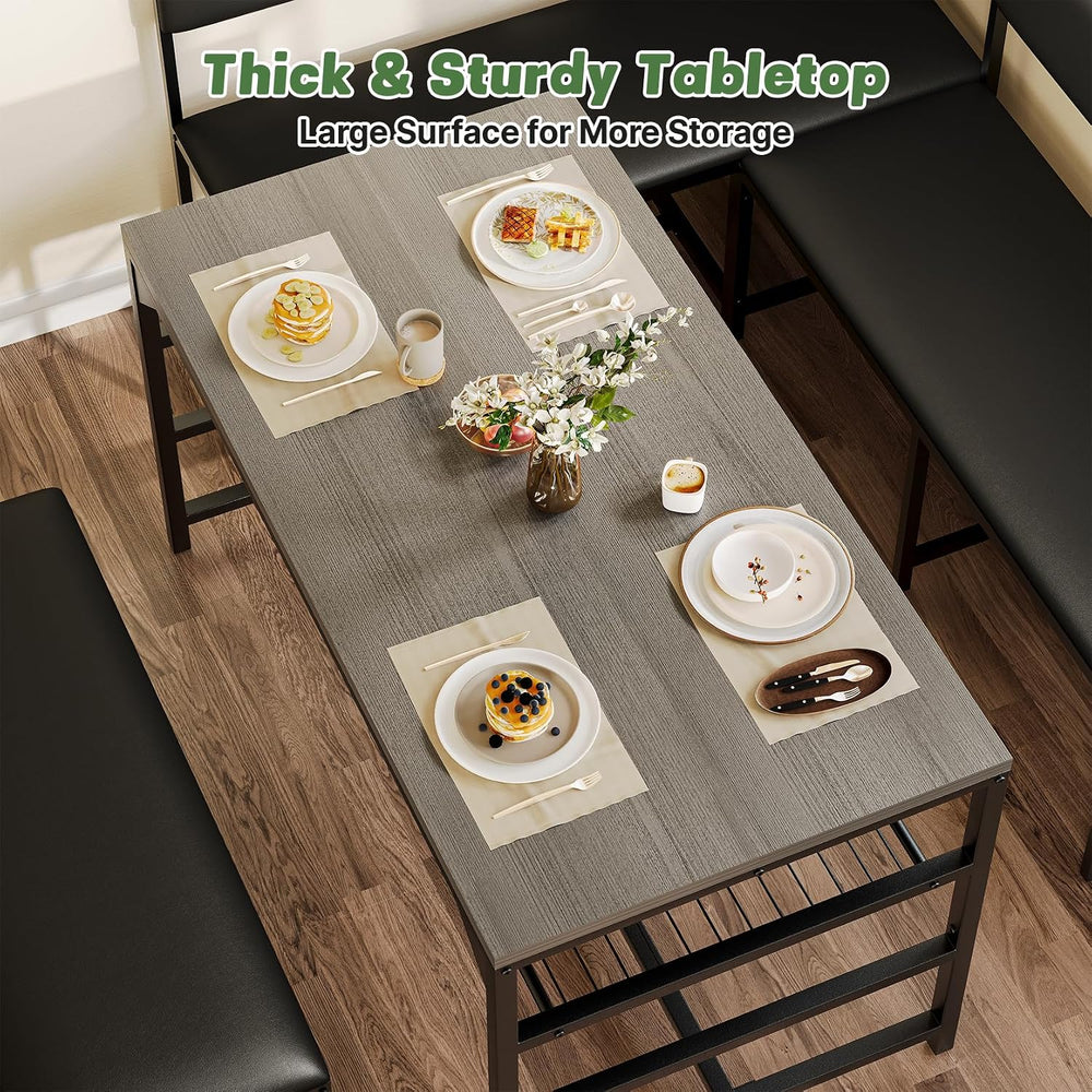 Concho Corner Dining Table Set with Soft Seat, Warm Grey | Breakfast Nook, L ...