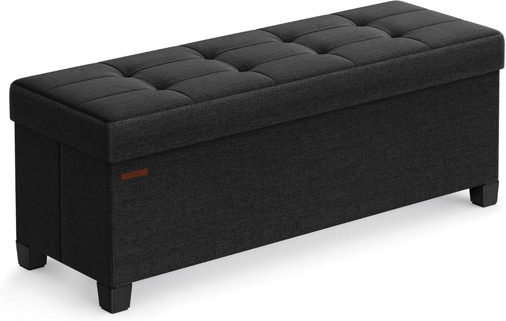 SONGMICS Storage Ottoman Bench, Foldable Foot Rest with Legs, 15 x 43 x 15.7 ...