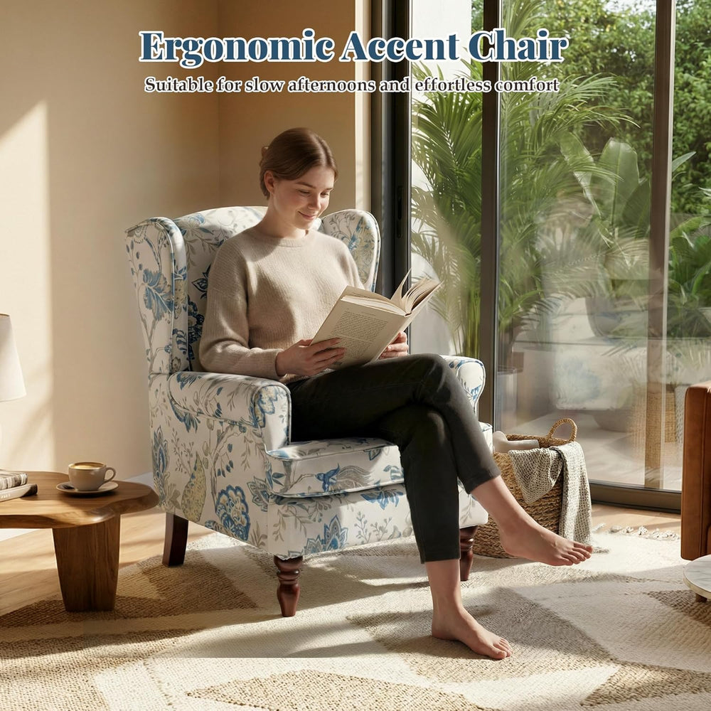 EROMMY Floral Accent Chair, Comfortable High Back Upholstered Armchair with S...