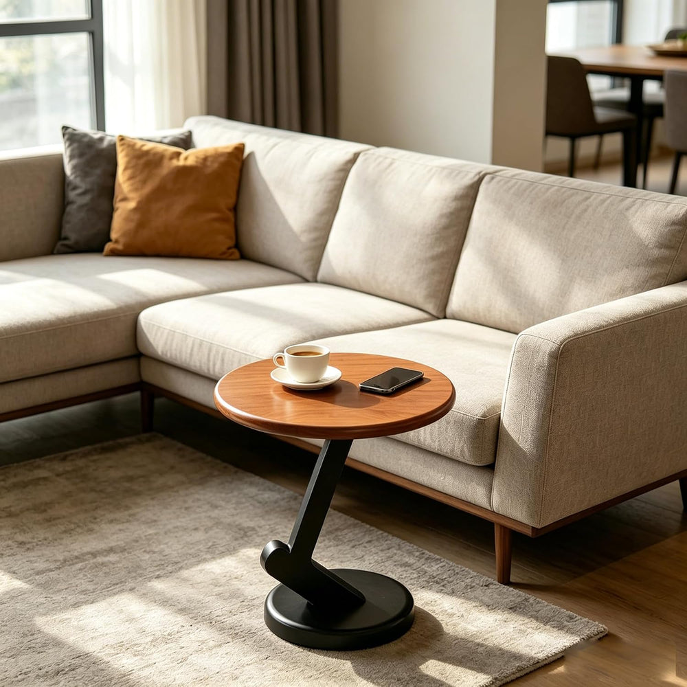 15.75 inch Solid Wood End Table, Round Size Table for Living Room | Sofa Side...