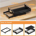 Under Sink Organizer, 2 Packs Under Sink Organizers and Storage, Slide Out Pull Out Cabinet Organizer Shelf with Metal Drawers for Kitchen Bathroom Pantry, Black