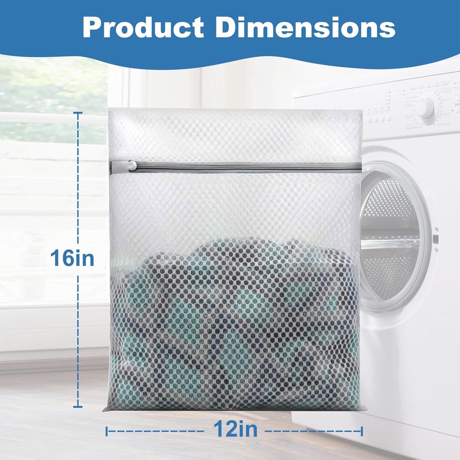Laundry Bags Mesh Wash Bags for Delicates, Upgraded Honeycomb & Fine Mesh, Extra Durable with Sturdy Zippers, Protect Clothes in Washing Machine Essentials for Home, College & Dorm, 12 x 16 in 4-Pack