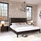Bme Vivian 14 Inch Deluxe Bed Frame with Headboard, Rustic & Scandinavian Style with Solid Acacia Wood, No Box Spring Needed, 12 Strong Wood Slat Support, Easy Assembly, King, Rustic Black