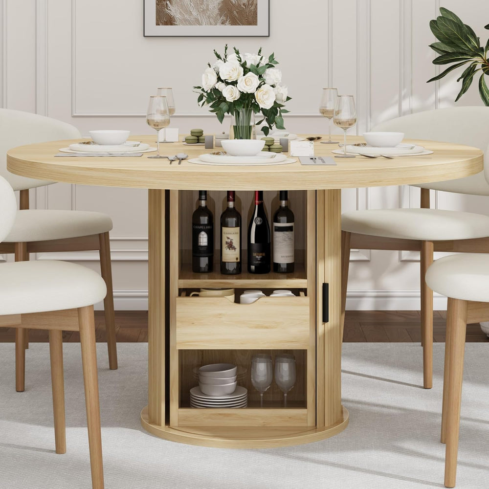 IDEALHOUSE 47" Round Dining Table for 4-6, Modern Farmhouse Kitchen Tabl...