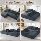 96.1" Modular Sectional Sofa Couches L-Shape Couch 3 Seat Modular Sofa Corduroy Memory Foam Sectional Boneless Couches for Living Room, Cloud Couch with Oversized Chaise(Dark Gray, Left Facing)