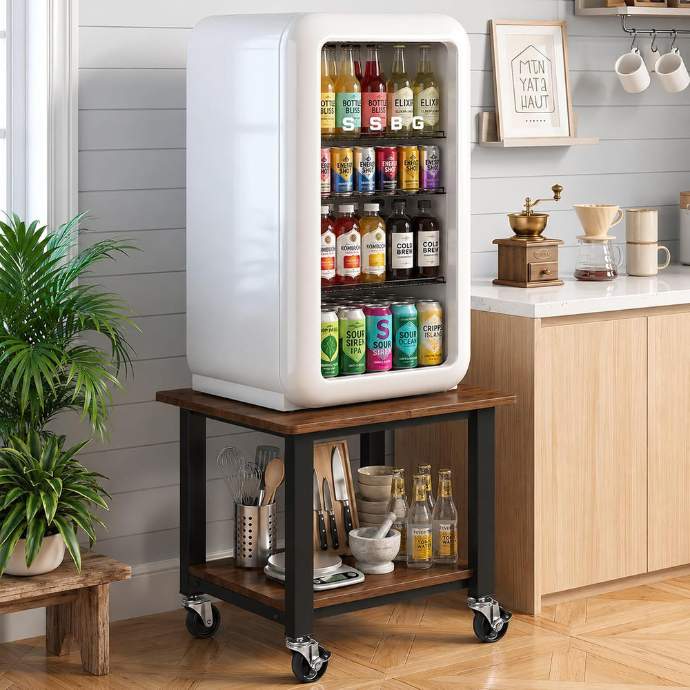 SunnyPoint 2-Tier Mobile Stand with Lockable Wheels — Printer Cart, Mini Frid...