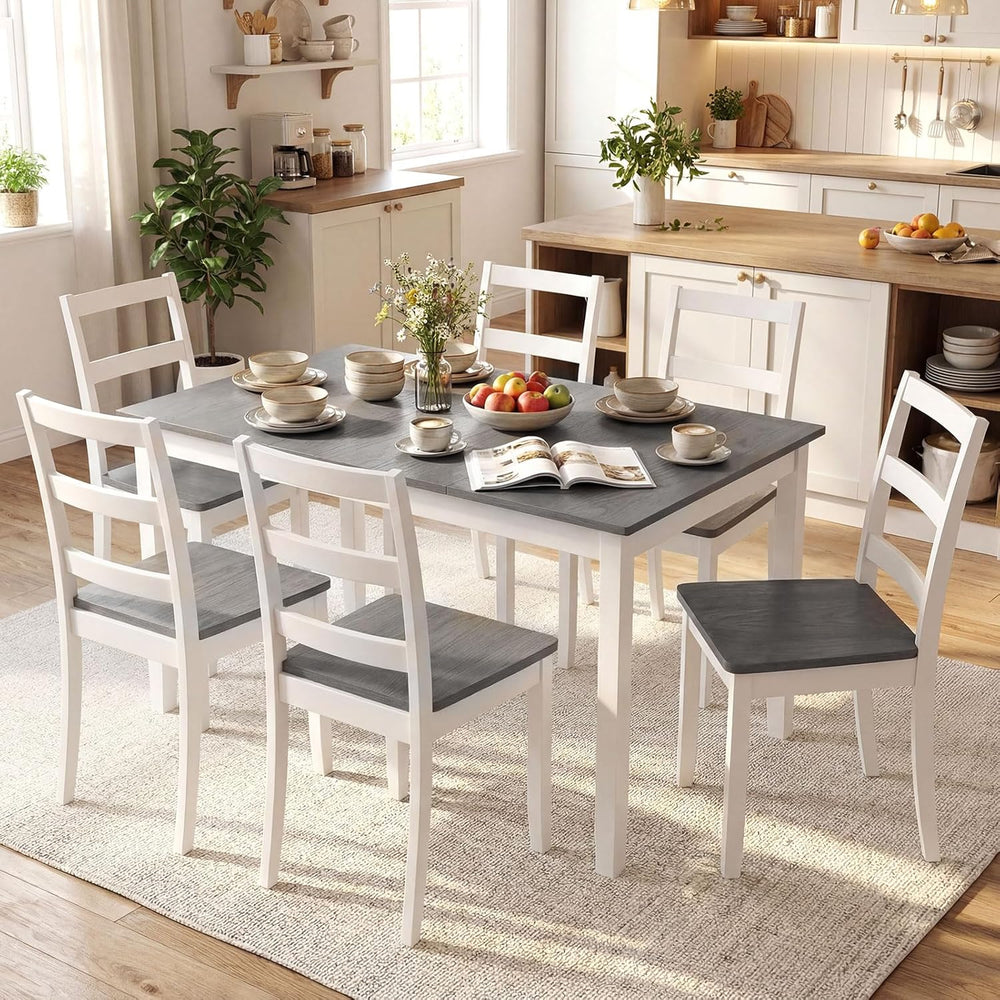 Giantex Dining Table for 4-6, 60" Rectangular Kitchen Table with Solid R...