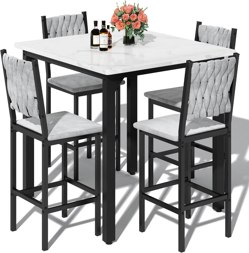 AWQM 5-Piece Dining Table Set, Dining Table Set for 4, Counter Height Table &...