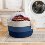 Maliton Woven Rope Blanket Basket Living Room, Storage Basket for Toy, 90L | 22x22x14 cotton rope basket. Holds blankets, toys & towels & laundry. For bedroom, nursery, bath & playroom. Soft & durable.