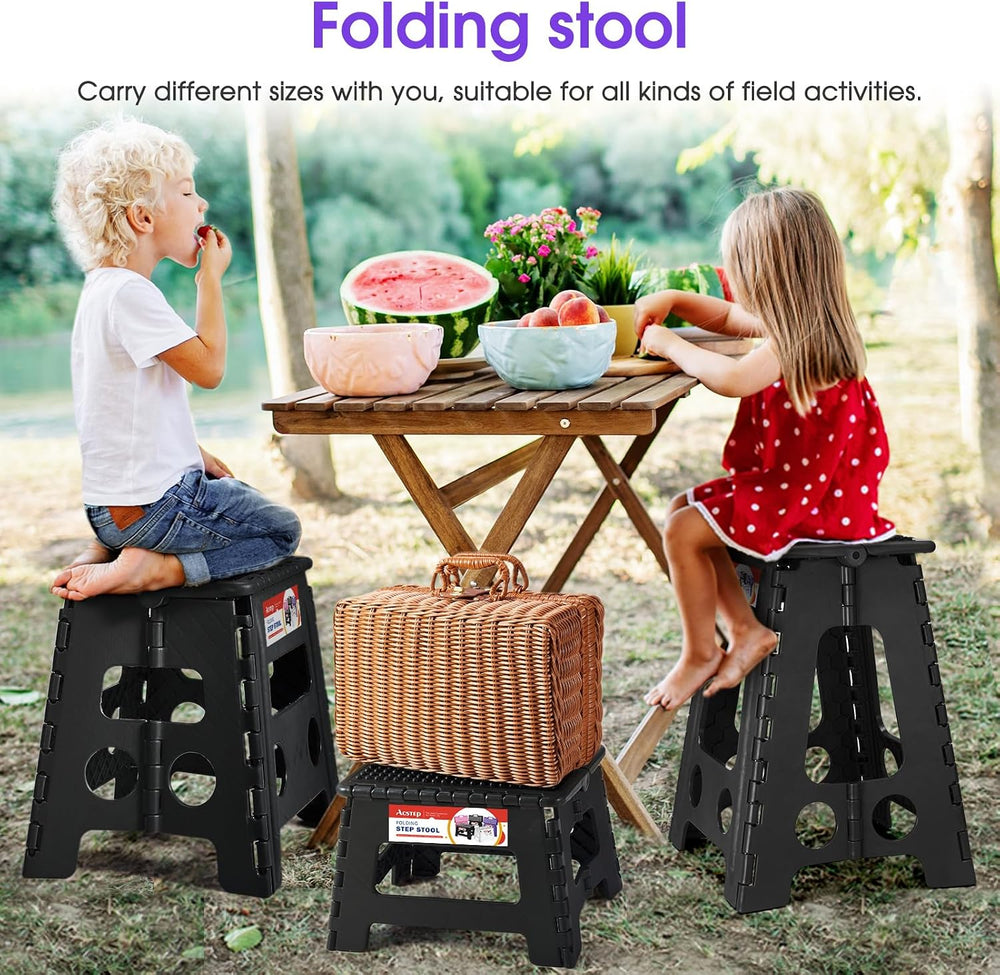 ACSTEP 17.5 Inch Heavy Duty Folding Step Stool, 400 lbs, Dot Black