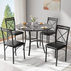VECELO Metal Dining Chairs Set of 4, Steel Legs and PU Leather Cushion Seats for Kitchen, Living Room, Black