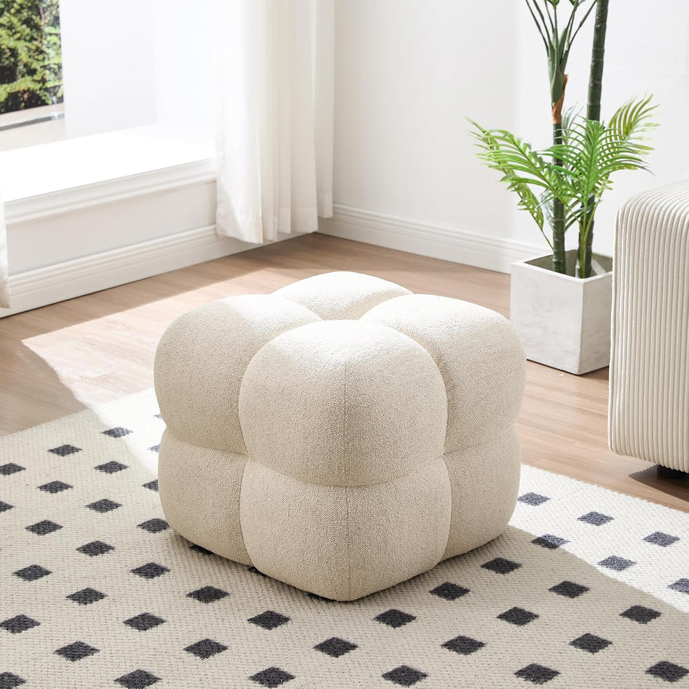 Zesthouse Square Pouf Ottoman Footstool, Modern Vanity Chair for Bedroom | Li...