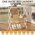 Collapsible Laundry Drying Rack for Small Apartment,35 lbs Carbon Steel with Reinforced Joints, Adjustable Space Saving Indoor Outdoor Rack, No Tools, 17.7"-29" W x 12" D x 35.5" H, White