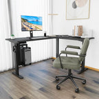 Fromann Adjustable 3 Legs Standing Desk Frame Base Electric Corner Sit-Stand Desk for Home and Office (Black)