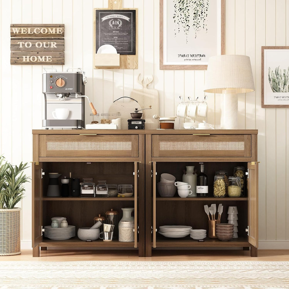 Sideboard Buffet Cabinet with Storage - 30" Rattan Boho Console Cabinets...