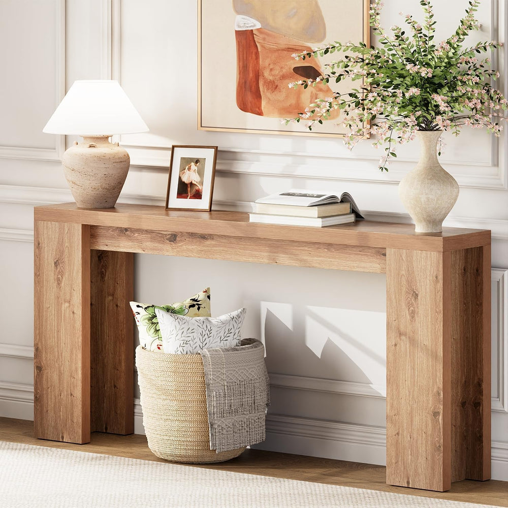 karlott 70.9" Extra Long Console Table, Farmhouse Entryway Table, Brown ...