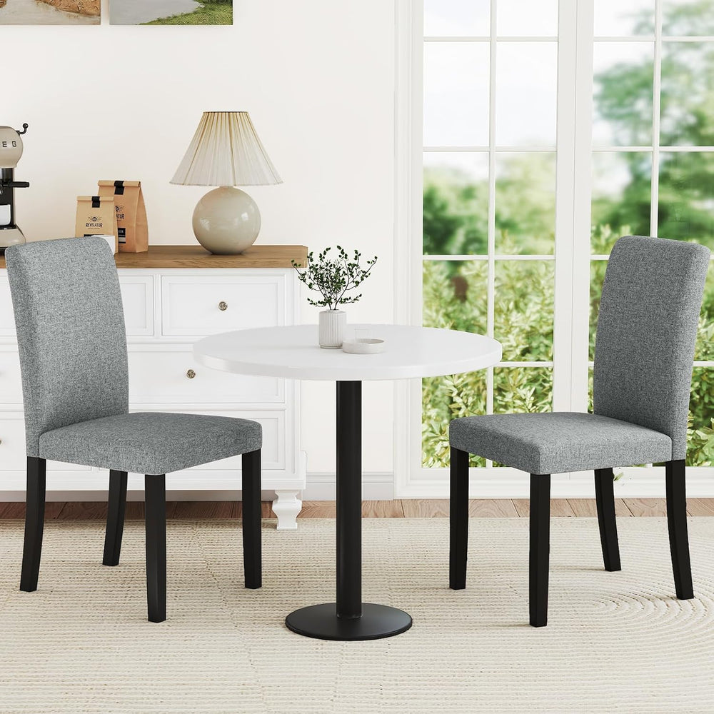 Giantex Upholstered Dining Chairs Set of 4, Mid-Century Modern Fabric Parson ...