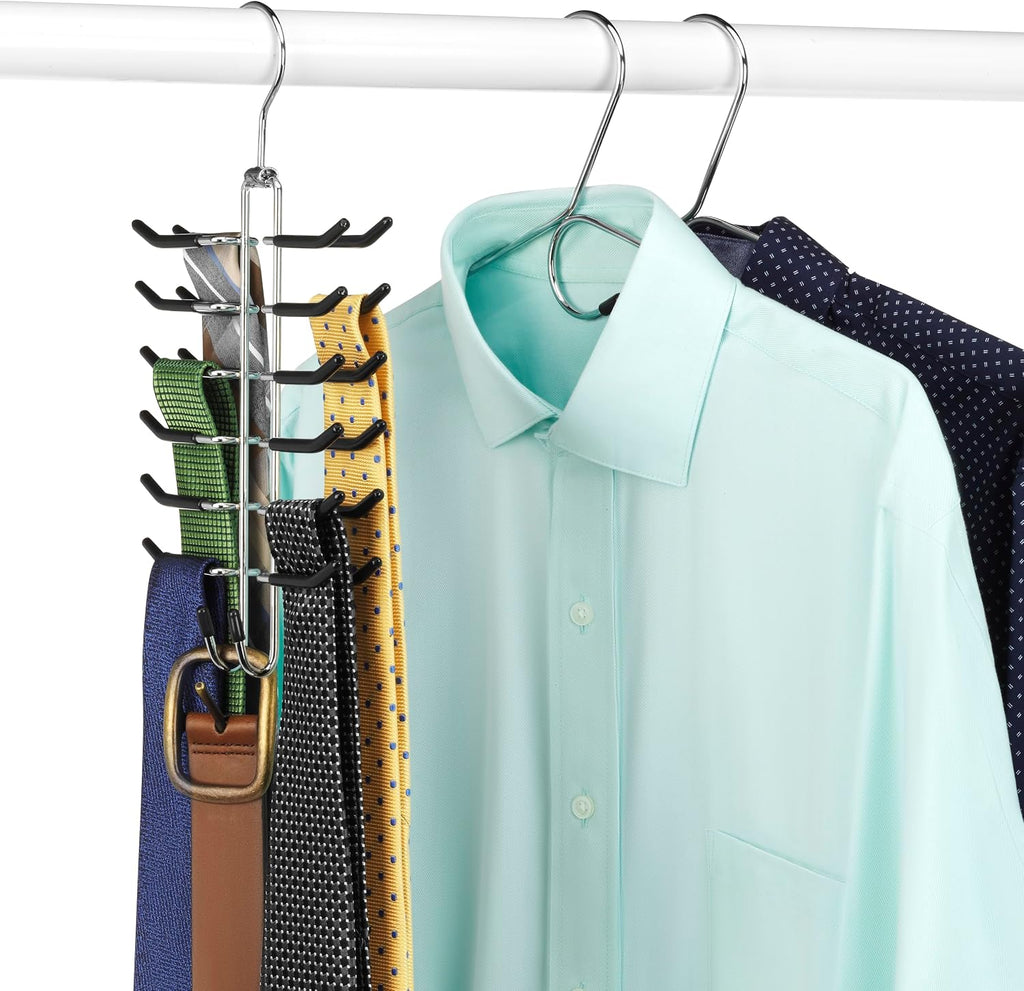 Whitmor Swivel Tie Hanger with Belt Loops Chrome / Black