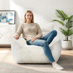 Cvortll Bean Bag Chair, Bean Bag Sofa, Faux Fur Bean Bag Chairs,with armrests and a Sturdy backrest, Suitable for Apartments, Living Rooms, bedrooms, Games, Reading (White)