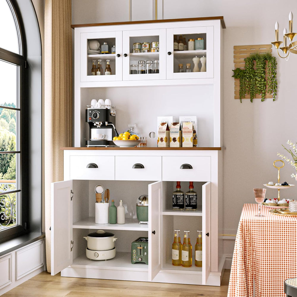 MU 71" Kitchen Pantry Cabinet with Charging Station, Tall Pantry Hutch w...