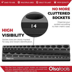 Olsa Tools Magnetic Socket Holder | 3/8-inch Drive | Metric | Black | Holds 30 Sockets | Professional Quality Tools Organizer