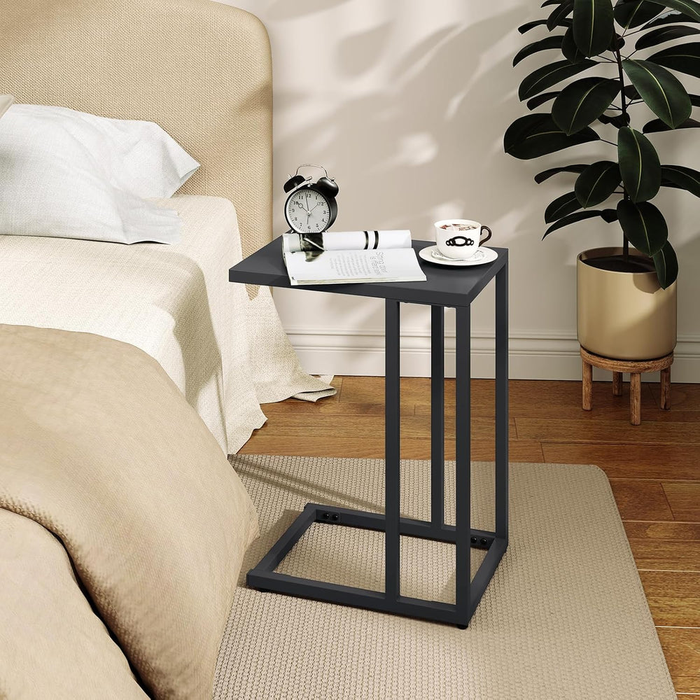 Tangkula C-Shaped End Table, Modern Small TV Tray with Metal Frame, Adjustabl...