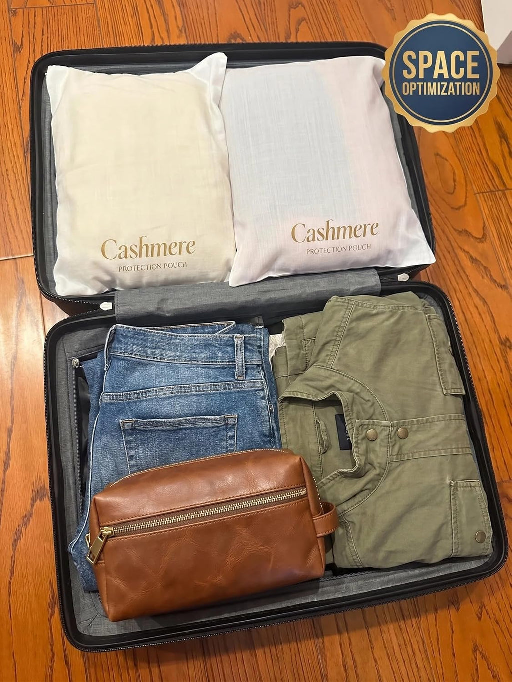 100% Lyocell Cashmere Sweater Storage Bags,Gift Set(2 Bag,2 Block) | Luxury Breathable Sweater Bag for Cashmere,Wool,18x15 inch,Garment Organizer for Closet & Travel,Small-Batch Handcrafted