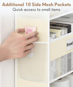Over The Door Organizer Hanging, 2 Pack 5 Shelf Behind The Doors Storage, Pantry Door Organizer, Closet Organizers for Bedroom and Nursery (Beige)
