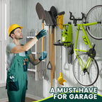 Garden Tool Organizer Rack, Wall Mount Garage Tool Organizer Storage Hook for Yard Shed, Metal Garage Garden Tool Hanger for Lawn Organizer Holds Shovel,Rakes,Brooms,Hoses 2 Pack