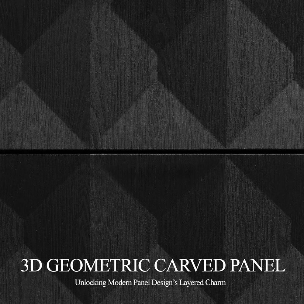 Brafab 118" Sideboard Buffet Cabinet with 3D Geometric Doors, Long Credenza