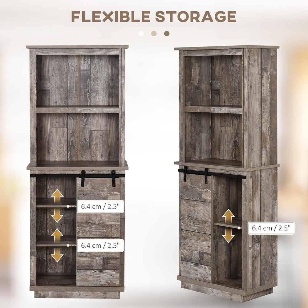 Freestanding Rustic Kitchen Buffet Cabinet, Pantry Storage Cabinet with Slidi...