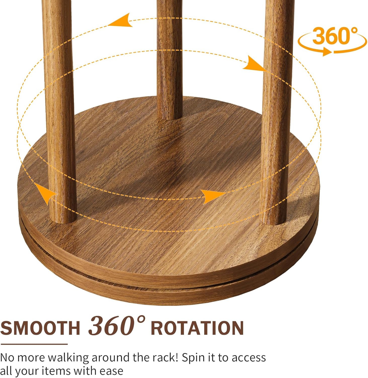 Yoobure Rotary Coat Rack Freestanding - Solid Wood Coat Tree with 9 hooks & 3 Storage Shelves for Purse, Bag, Jacket, Hat, Corner Hanger Stand Racks for Hall, Entryway, Office, Modern Clothes Holder