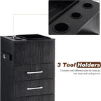 BarberPub Salon Storage Cabinet Beauty Locker Hair Dryer Holder Stylist Spa Equipment with Drawer 2035 (Black)