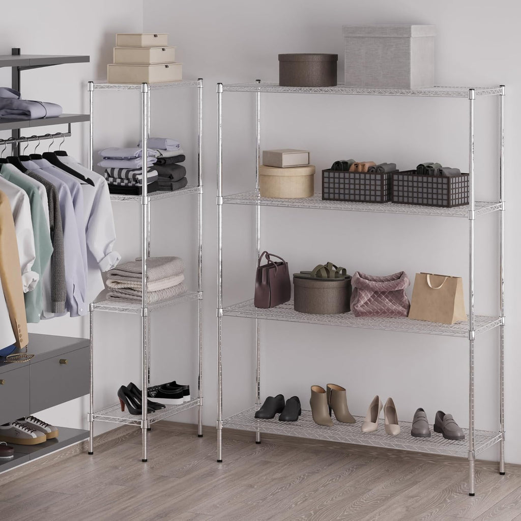 Wire Shelving Kit | NSF Commercial Storage Rack Unit (4-Tier | 74" Height, 18" Deep x 54" Wide)