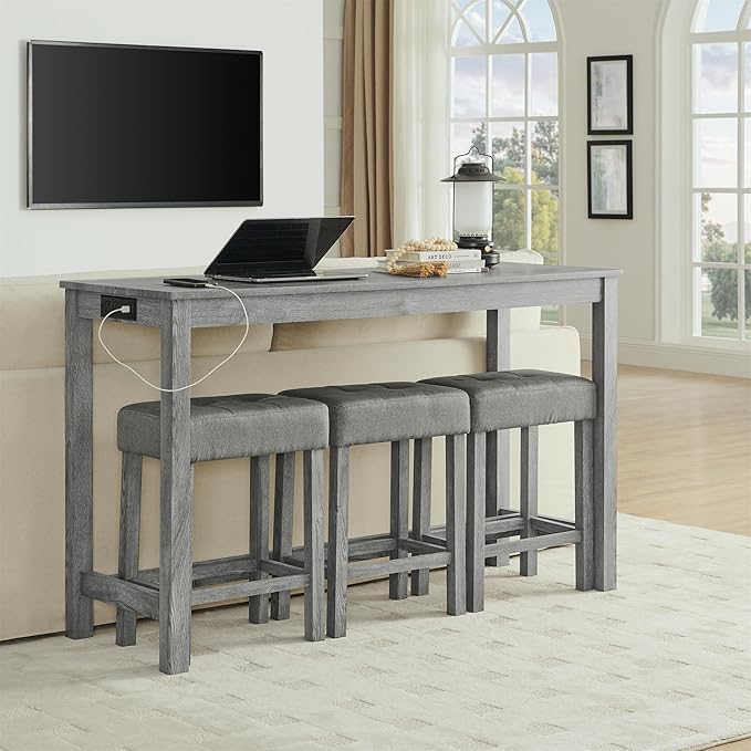 Ball & Cast 4 Piece Kitchen Dining Room Table and Chairs Set, Farmhouse W...