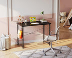 ODK 32 Inches Small Desk for Home Office, Computer Study Table for Small Spaces, Writing Desk with Headphone Hooks, Black